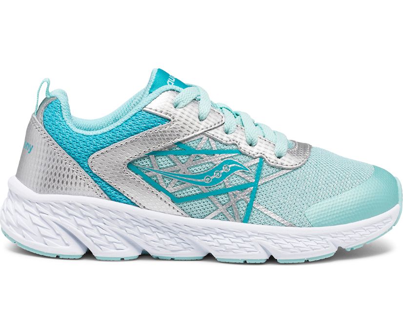 Saucony Wind Lace Kids' Sneakers Turquoise / Silver | Canada 773LISH